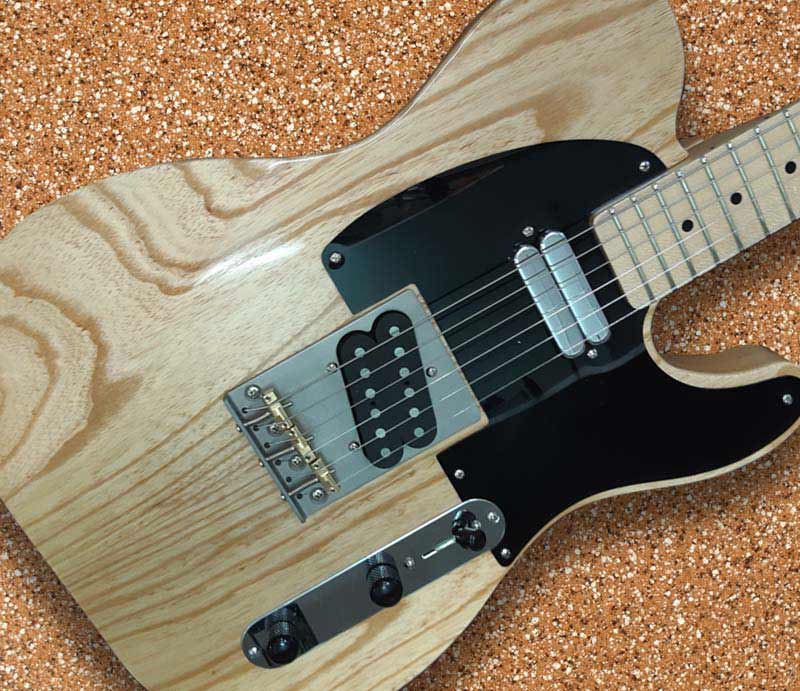 Close of of custom hand made guitar.